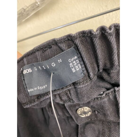 NEW Asos Black Elastic Waist Curve Jean Shorts Womens Plus size 22 Cotton - Picture 10 of 11